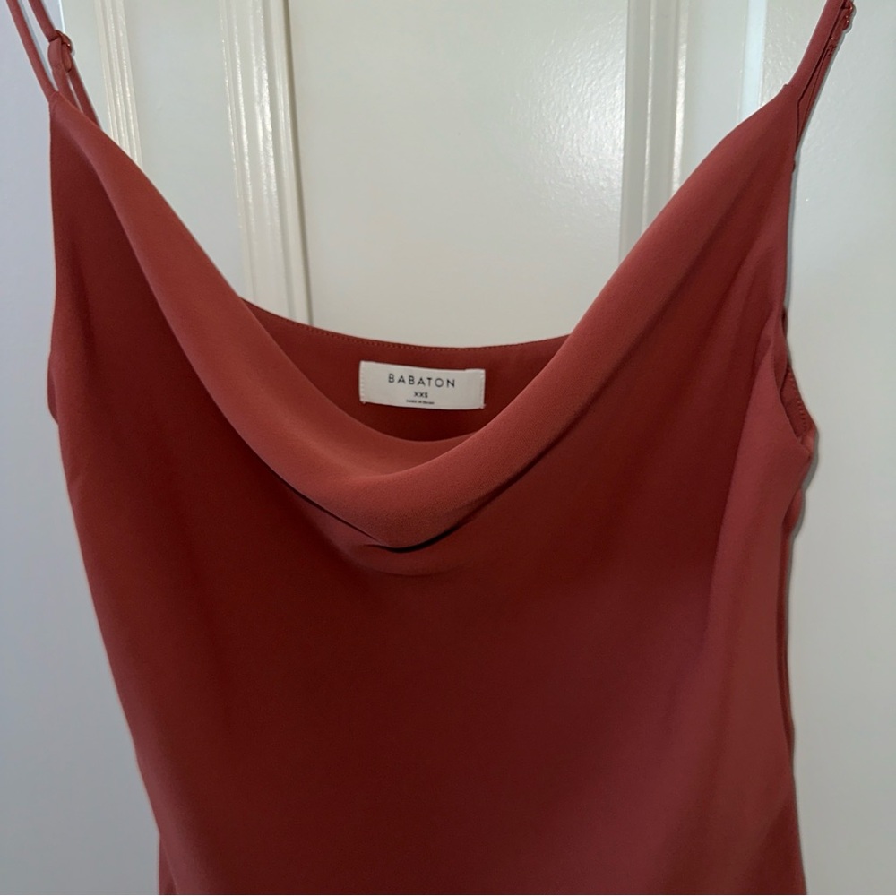 Babaton cowl neck tank top RUST